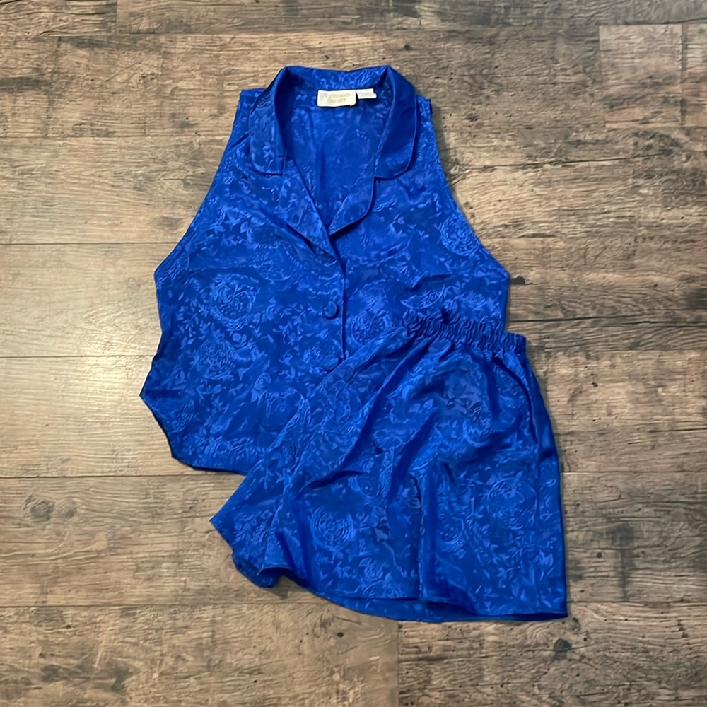 1990s Victoria’s Secret Blue Tank and Short PJ Set